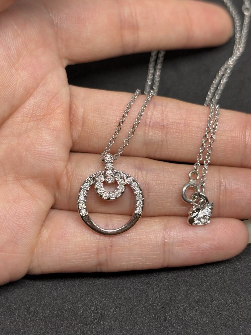 Swarovski Crystal Charmed Necklace W/ Pendant Model # 973772 Sterling Silver